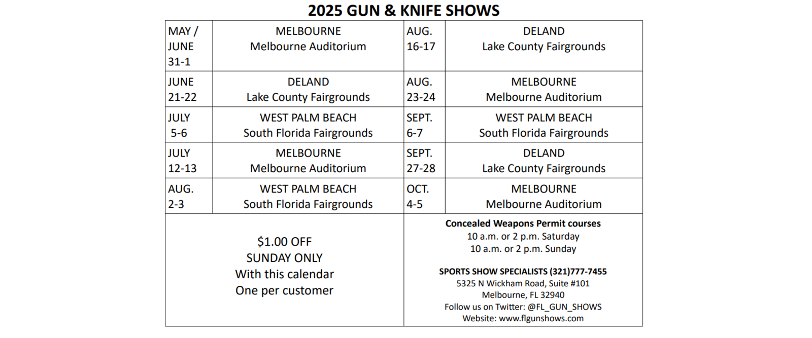 Melbourne Gun Show Dates