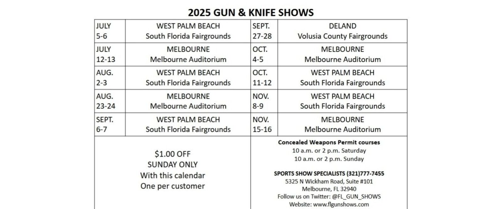 Melbourne Gun Show Calendar